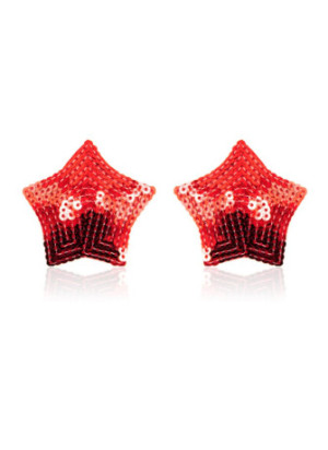 Paire de cache tétons adhésifs étoile pailletée sequin rouge - NP-2020